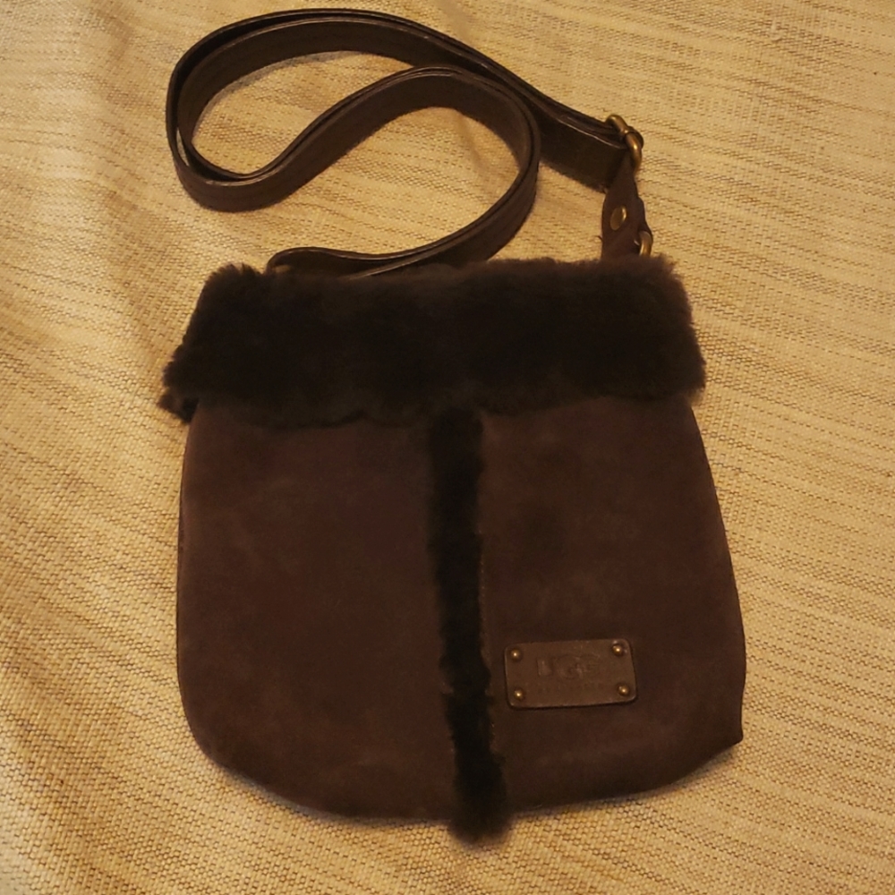 Ugg Brown Sherpa Suede Purse